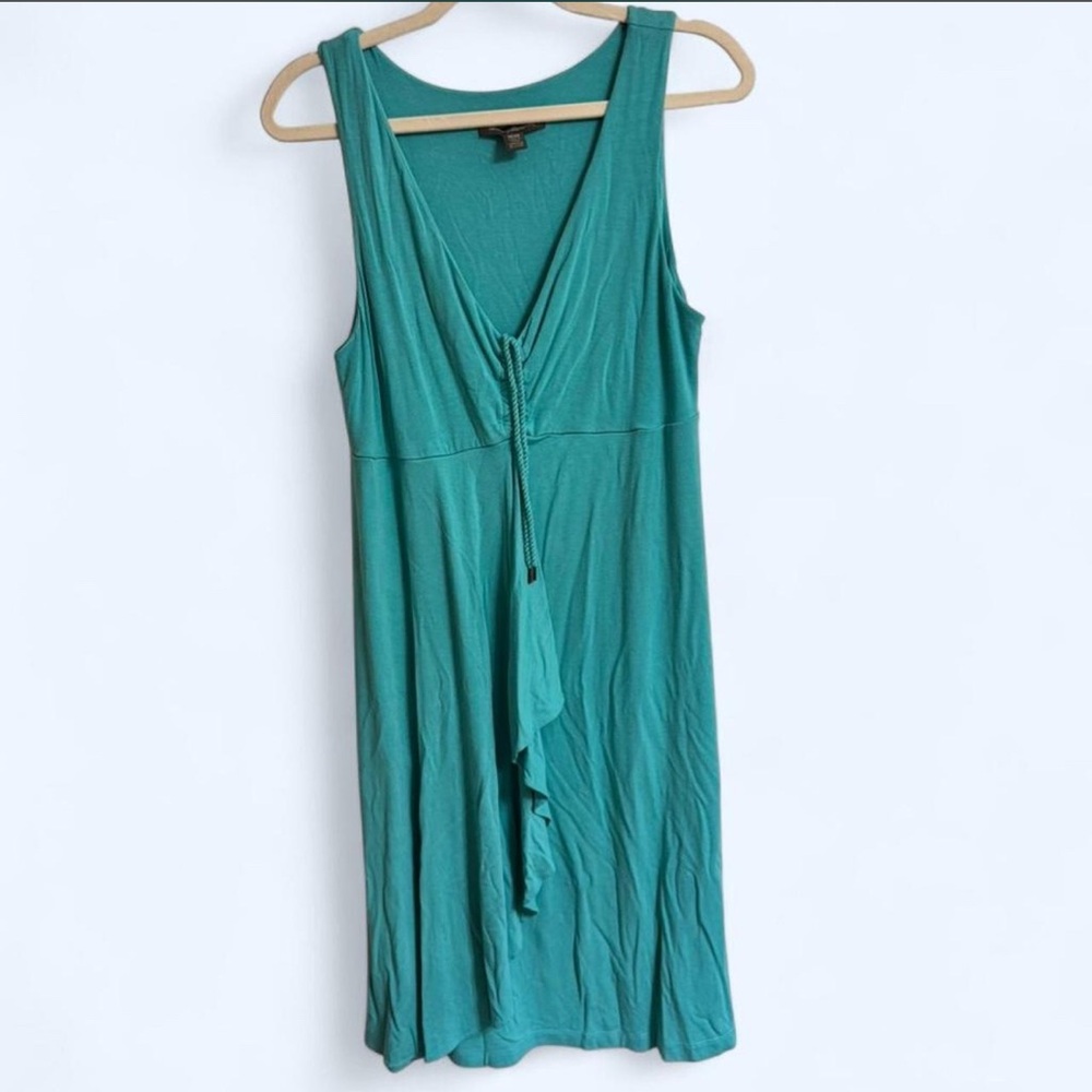 Tommy Bahama Tambour Cascade Dress, Sz M, Teal Sleeveless Dress